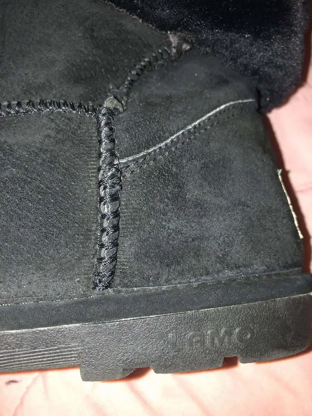 LAMO Essential Wrap Women's Black Suede and Faux Fur Boots